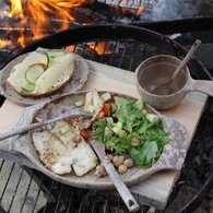 12-tlg. Reisebesteck Set | 24cm Großes Campingbesteck | Mit Etui & Strohhalmen | Rosa/Blau